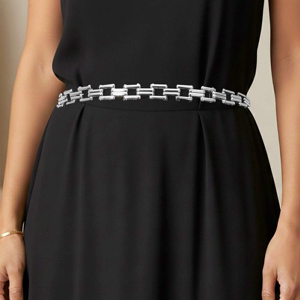 Geometric Square Link Chain Waist Belt - Madeline Love - Flyclothing LLC