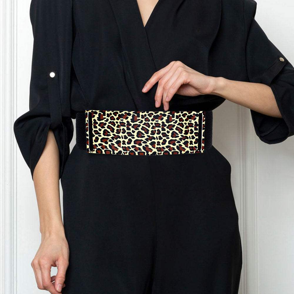 Bold Leopard Metal Plate Elastic Belt - Madeline Love - Flyclothing LLC