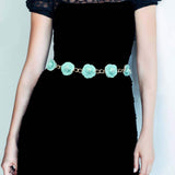Leather Flower Station Chain Belt - Madeline Love - Flyclothing LLC