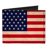 Canvas Bi-Fold Wallet - American Flag Weathered Color - Buckle-Down - Flyclothing LLC