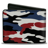 Bi-Fold Wallet - CHEVROLET Bowtie + Americana Camo Black White Red Blue