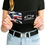 Bi-Fold Wallet - CHEVROLET Bowtie + Americana Camo Black White Red Blue