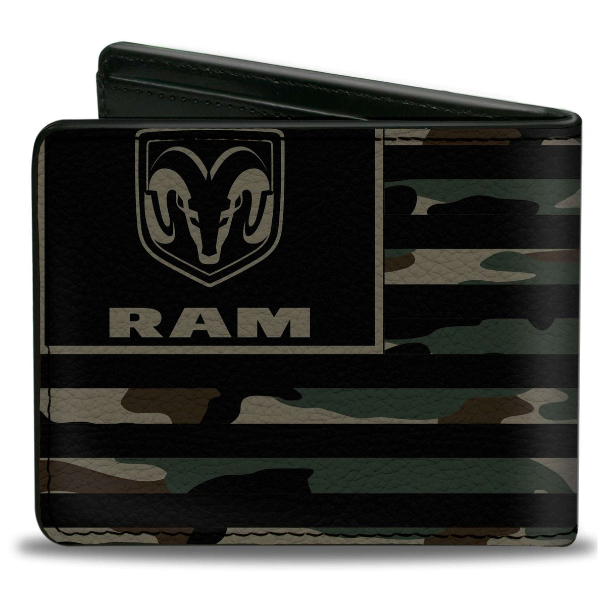 Bi-Fold Wallet - RAM Logo Americana Flag Weathered Camo Olive Black Olive