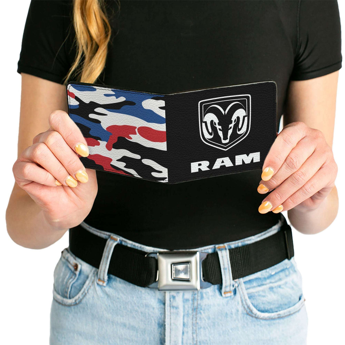 Bi-Fold Wallet - RAM Logo + Americana Camo Black White Red Blue