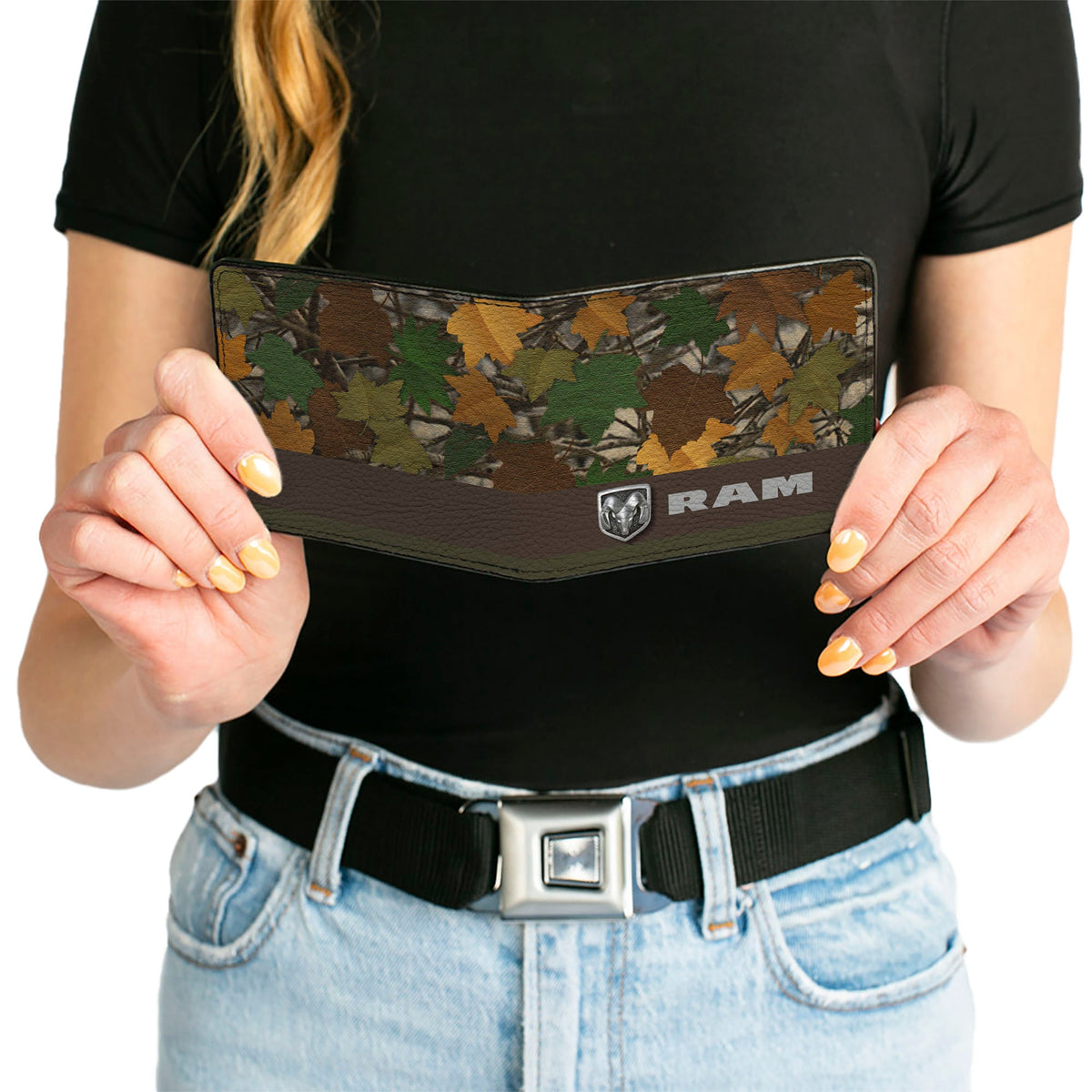 Bi-Fold Wallet - RAM Logo Leaf Camo Browns Greens Silvers