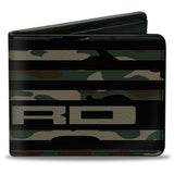 Bi-Fold Wallet - FORD Script Americana Flag Weathered Camo Olive Black Tan - Buckle-Down - Flyclothing LLC