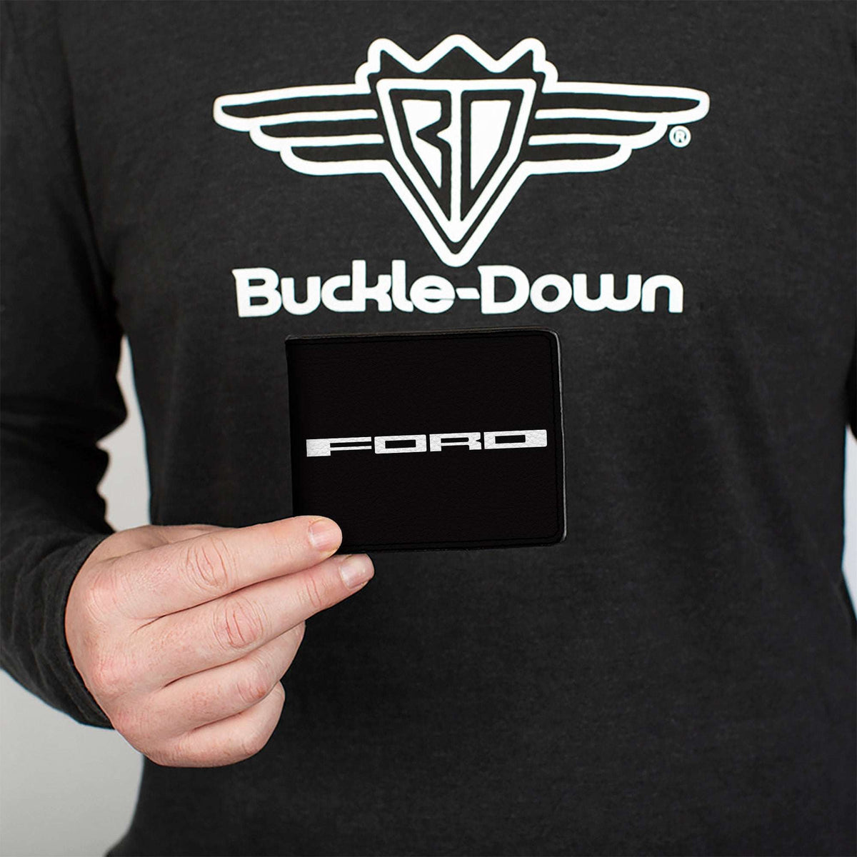 Bi-Fold Wallet - FORD Text + Americana Camo Black White Red Blue - Buckle-Down - Flyclothing LLC