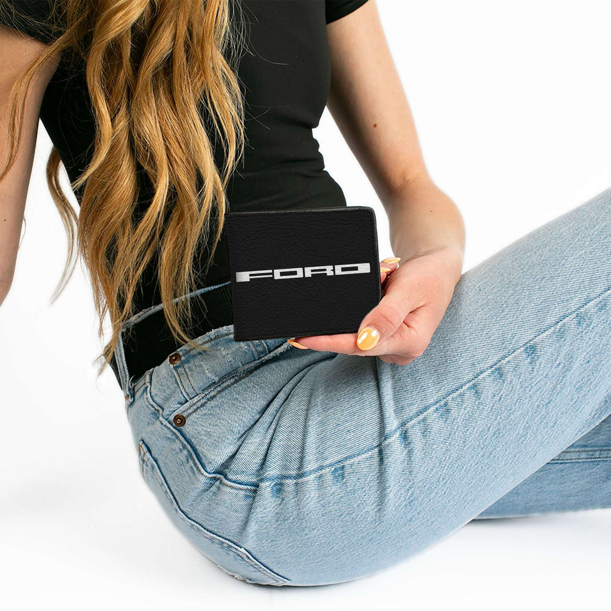 Bi-Fold Wallet - FORD Text + Americana Camo Black White Red Blue - Buckle-Down - Flyclothing LLC