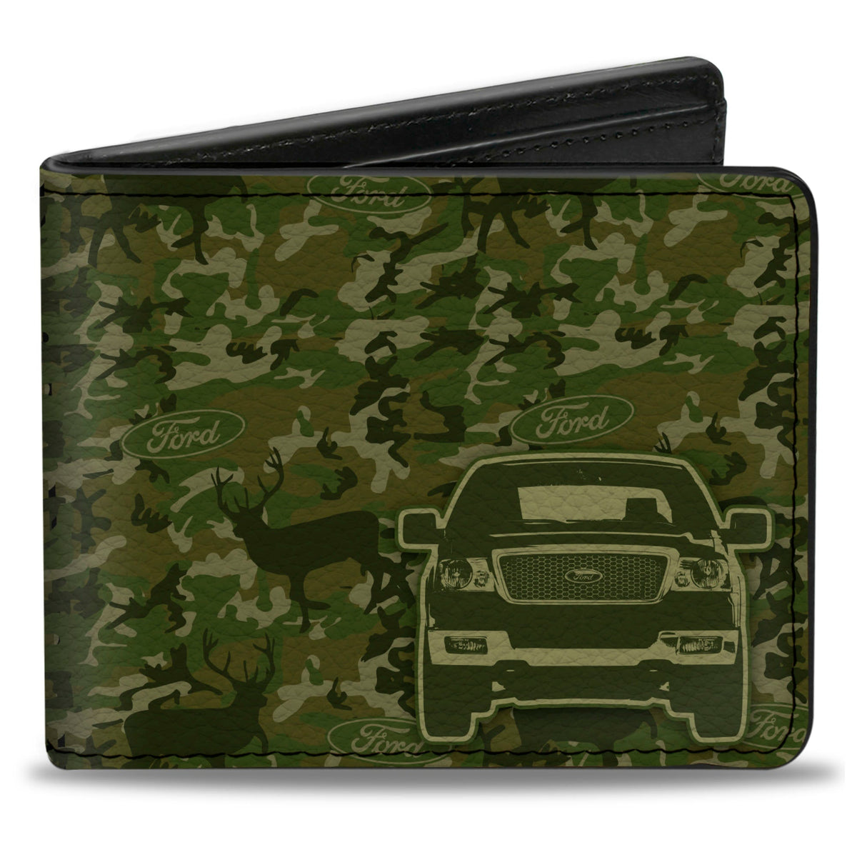 Bi-Fold Wallet - Ford Truck + WORKS HARD, PLAYS HARDER Deer Hunter Camo Olive - Buckle-Down - Flyclothing LLC