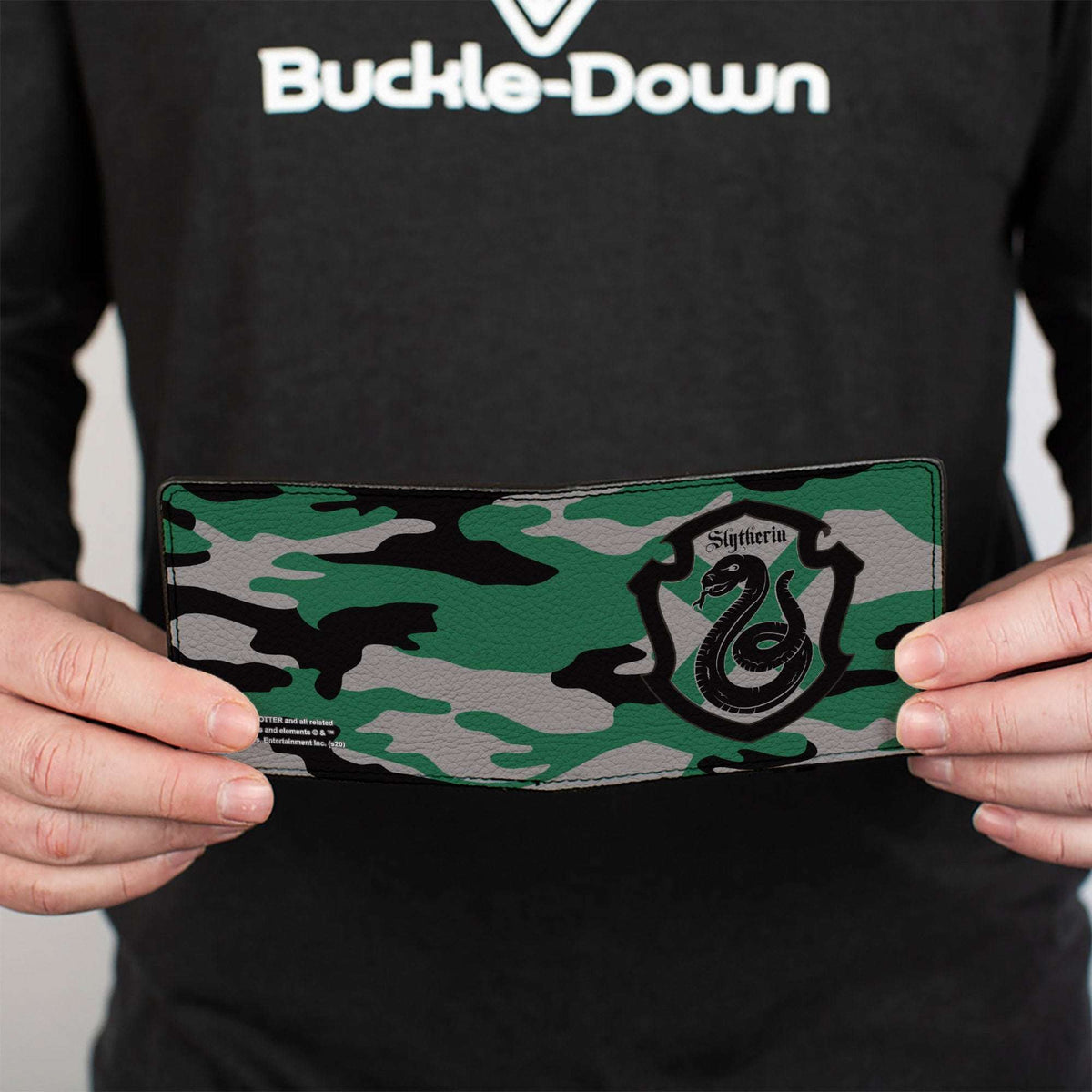 Bi-Fold Wallet - Harry Potter Slytherin Crest Camo Green Gray Black