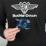 Bi-Fold Wallet - Harry Potter Ravenclaw Crest Camo Blues Grays - Buckle-Down - Flyclothing LLC