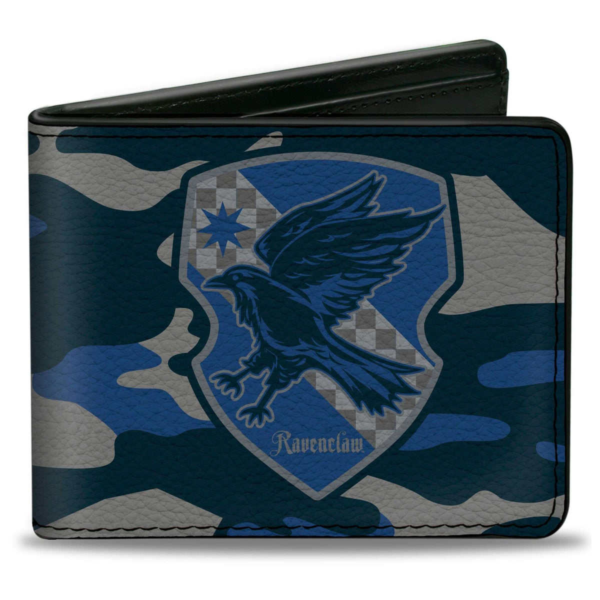 Bi-Fold Wallet - Harry Potter Ravenclaw Crest Camo Blues Grays - Buckle-Down - Flyclothing LLC