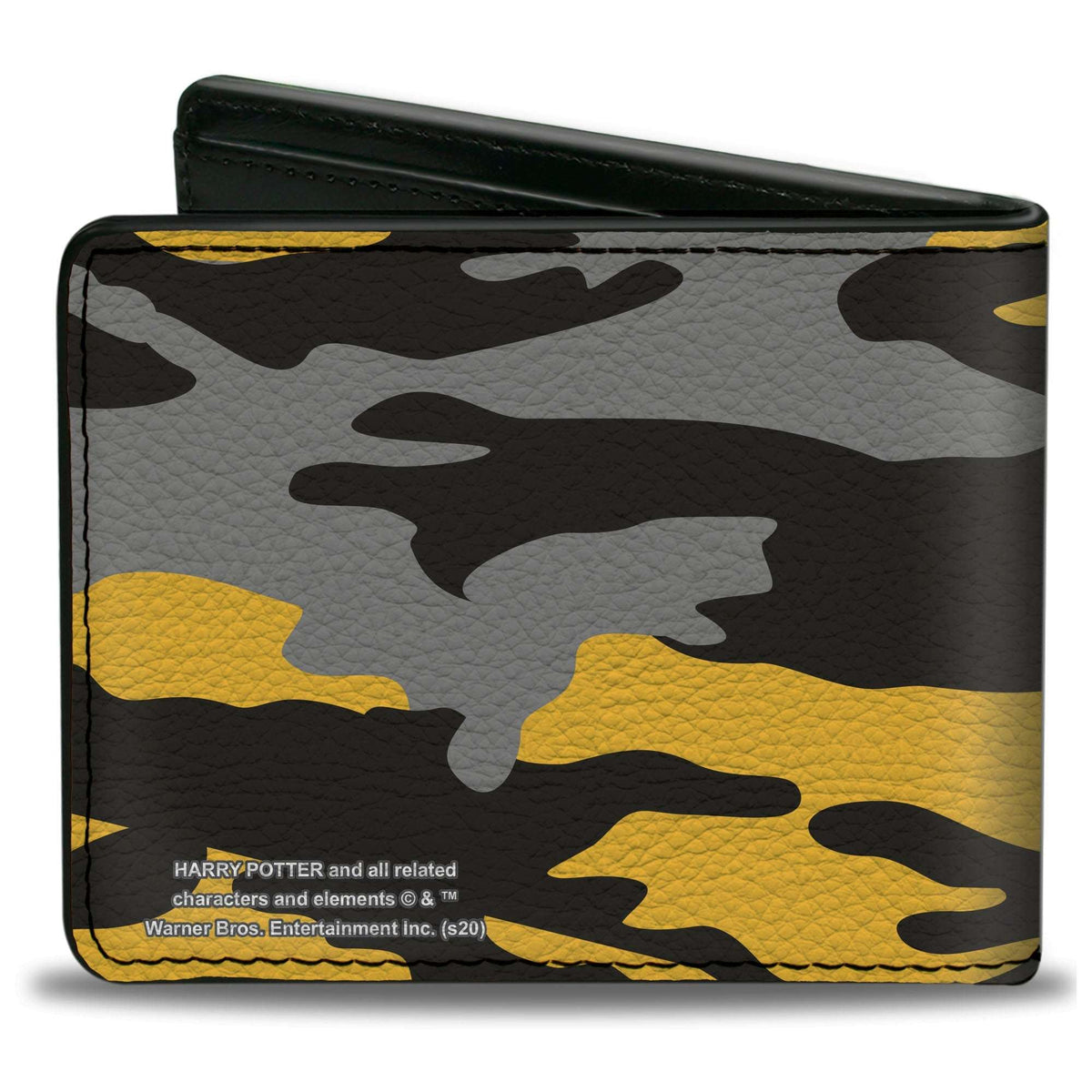 Bi-Fold Wallet - Harry Potter Hufflepuff Crest Camo Yellow Grays Black - Buckle-Down - Flyclothing LLC