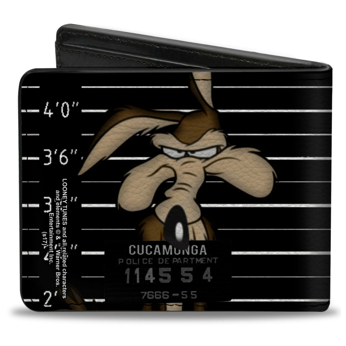 Bi-Fold Wallet - Wile E Coyote CUCAMONGA Mug Shot Black Gray White - Buckle-Down - Flyclothing LLC