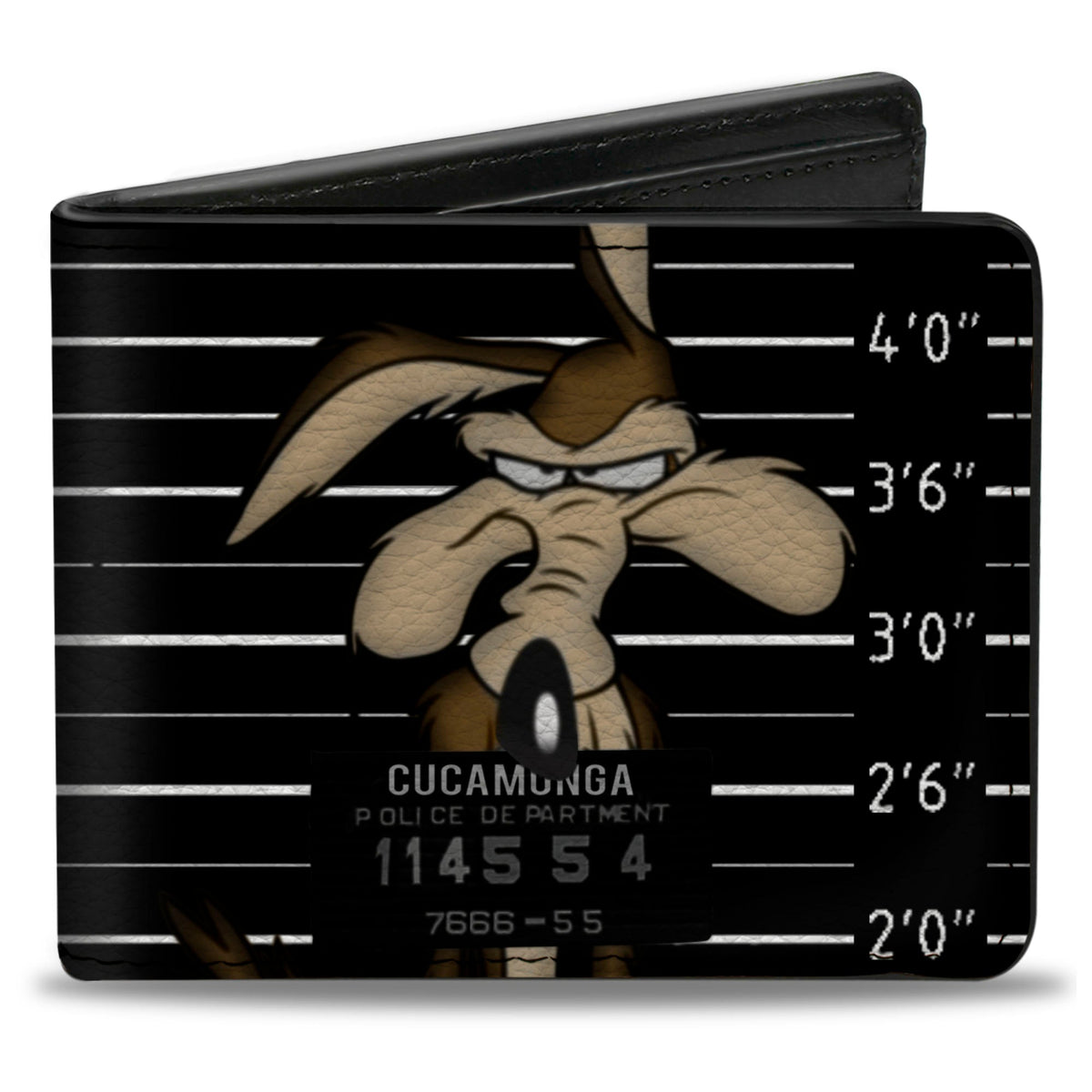 Bi-Fold Wallet - Wile E Coyote CUCAMONGA Mug Shot Black Gray White - Buckle-Down - Flyclothing LLC
