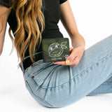 Bi-Fold Wallet - Classic Turtle Face CLOSE-UP Outline TMNT Turtle Shell Camo Olive White