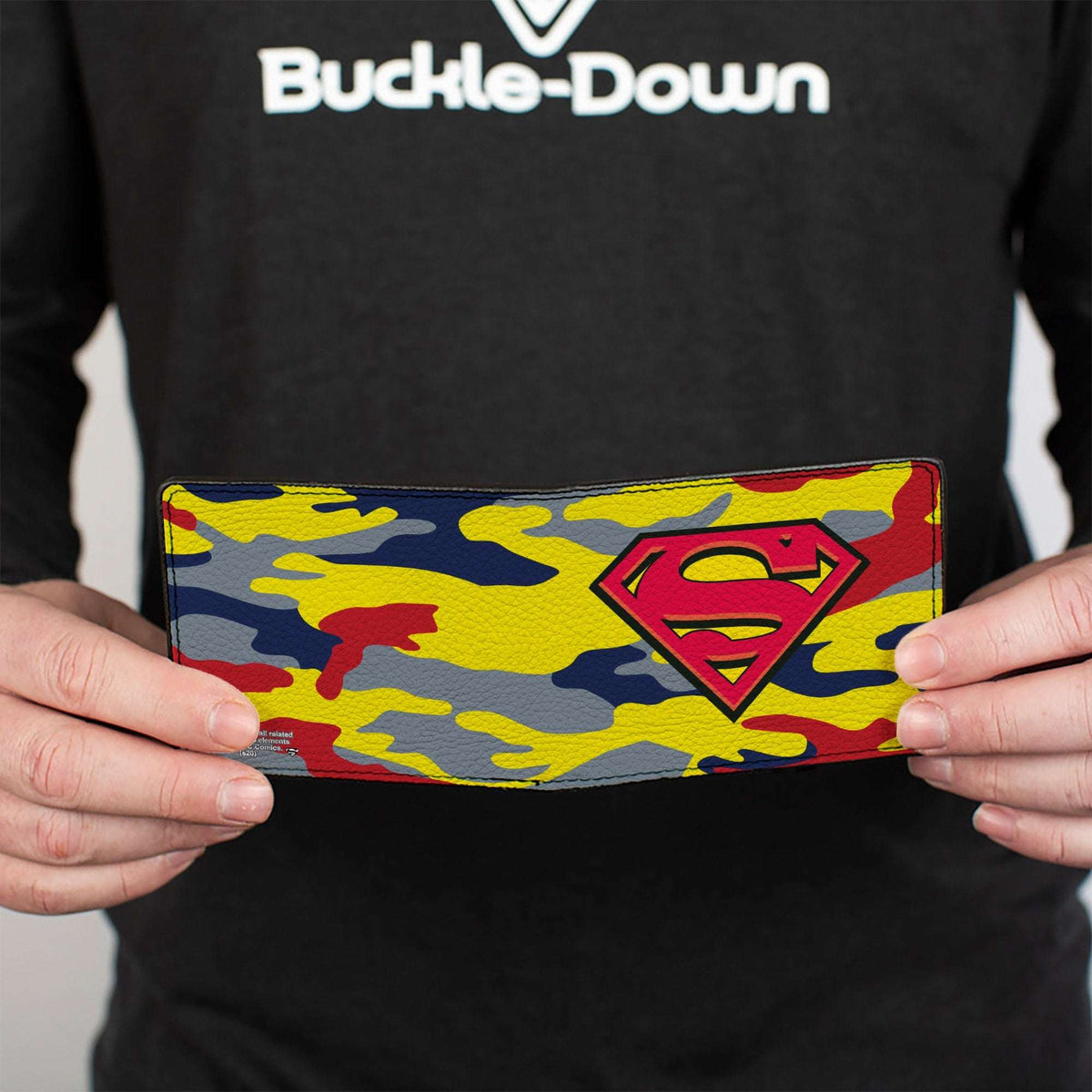 Bi-Fold Wallet - Superman Shield Camo Yellow Gray Blue Red - Buckle-Down - Flyclothing LLC