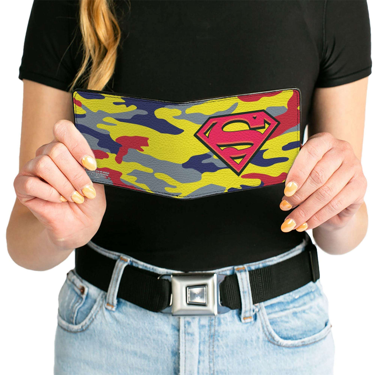 Bi-Fold Wallet - Superman Shield Camo Yellow Gray Blue Red - Buckle-Down - Flyclothing LLC
