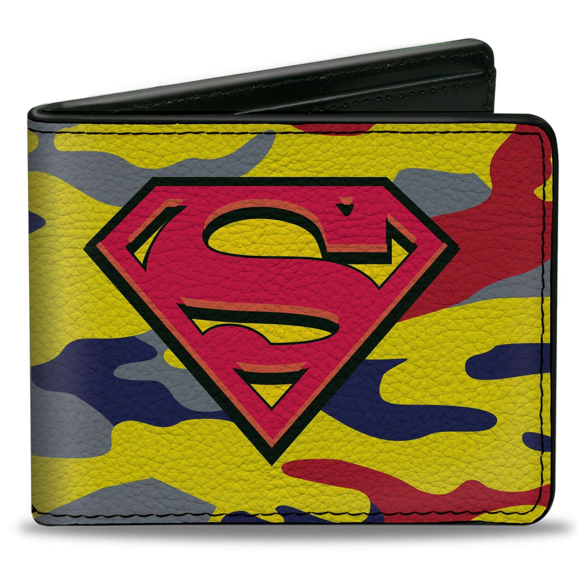 Bi-Fold Wallet - Superman Shield Camo Yellow Gray Blue Red - Buckle-Down - Flyclothing LLC