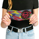 Bi-Fold Wallet - Superman THE ORIGINAL MAN OF STEEL Badge Camo Gray Red Yellow Blue - Buckle-Down - Flyclothing LLC