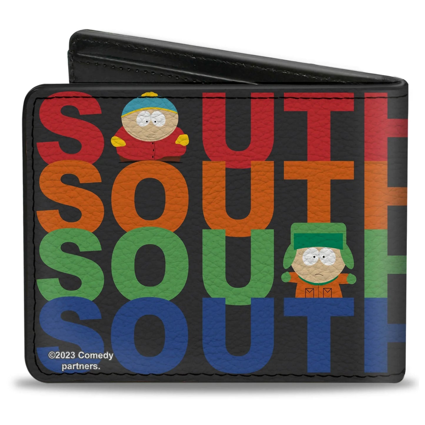 Bi-Fold Wallet - SOUTH PARK Text Stripe and Characters Black/Multi Color - Buckle-Down - Flyclothing LLC