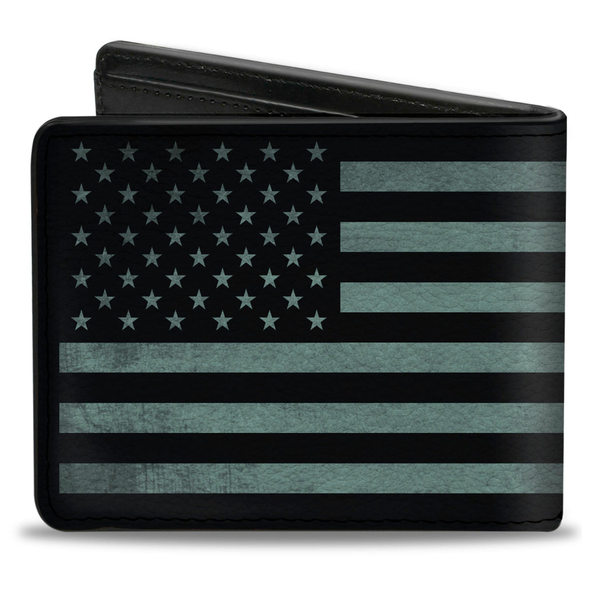 Bi-Fold Wallet - Americana Stars & Stripes Weathered Black Gray - Buckle-Down - Flyclothing LLC