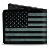 Bi-Fold Wallet - Americana Stars & Stripes Weathered Black Gray - Buckle-Down - Flyclothing LLC