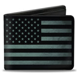 Bi-Fold Wallet - Americana Stars & Stripes Weathered Black Gray - Buckle-Down - Flyclothing LLC