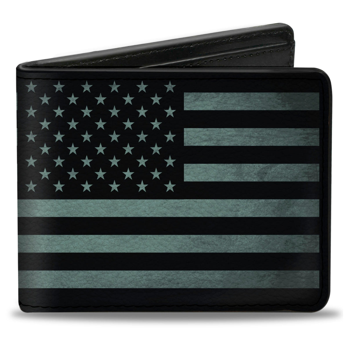 Bi-Fold Wallet - Americana Stars & Stripes Weathered Black Gray - Buckle-Down - Flyclothing LLC