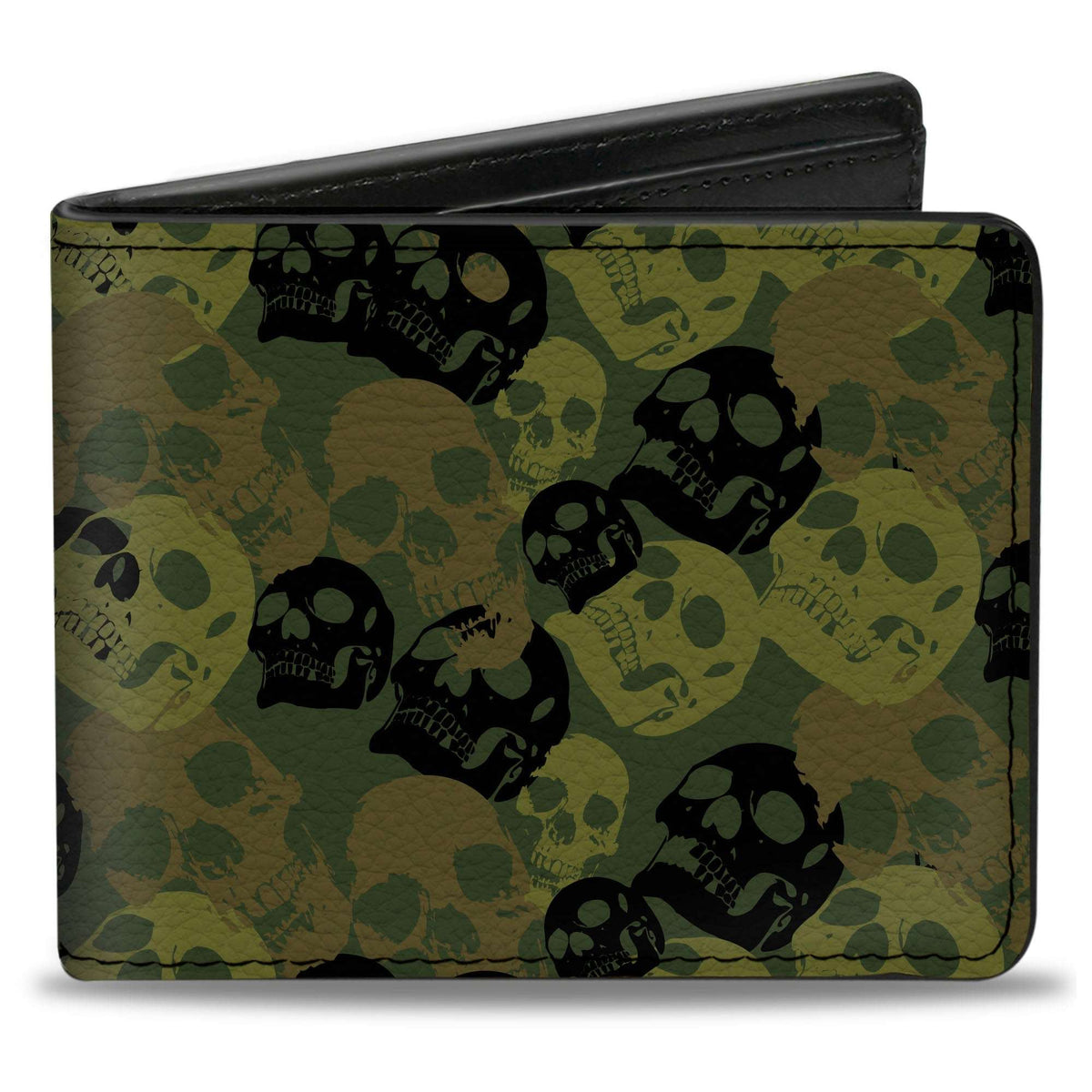 Bi-Fold Wallet - Camo Olive Black Skull Yard2