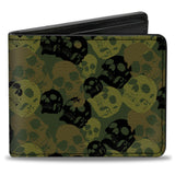 Bi-Fold Wallet - Camo Olive Black Skull Yard2