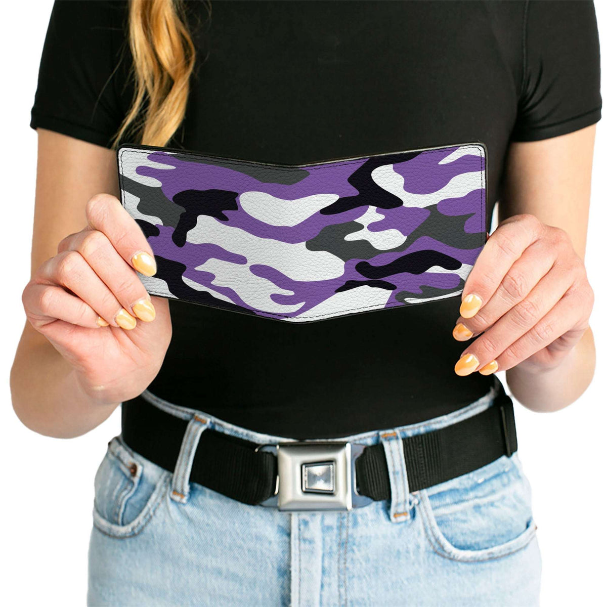 Bi-Fold Wallet - Camo Purple Black Gray White