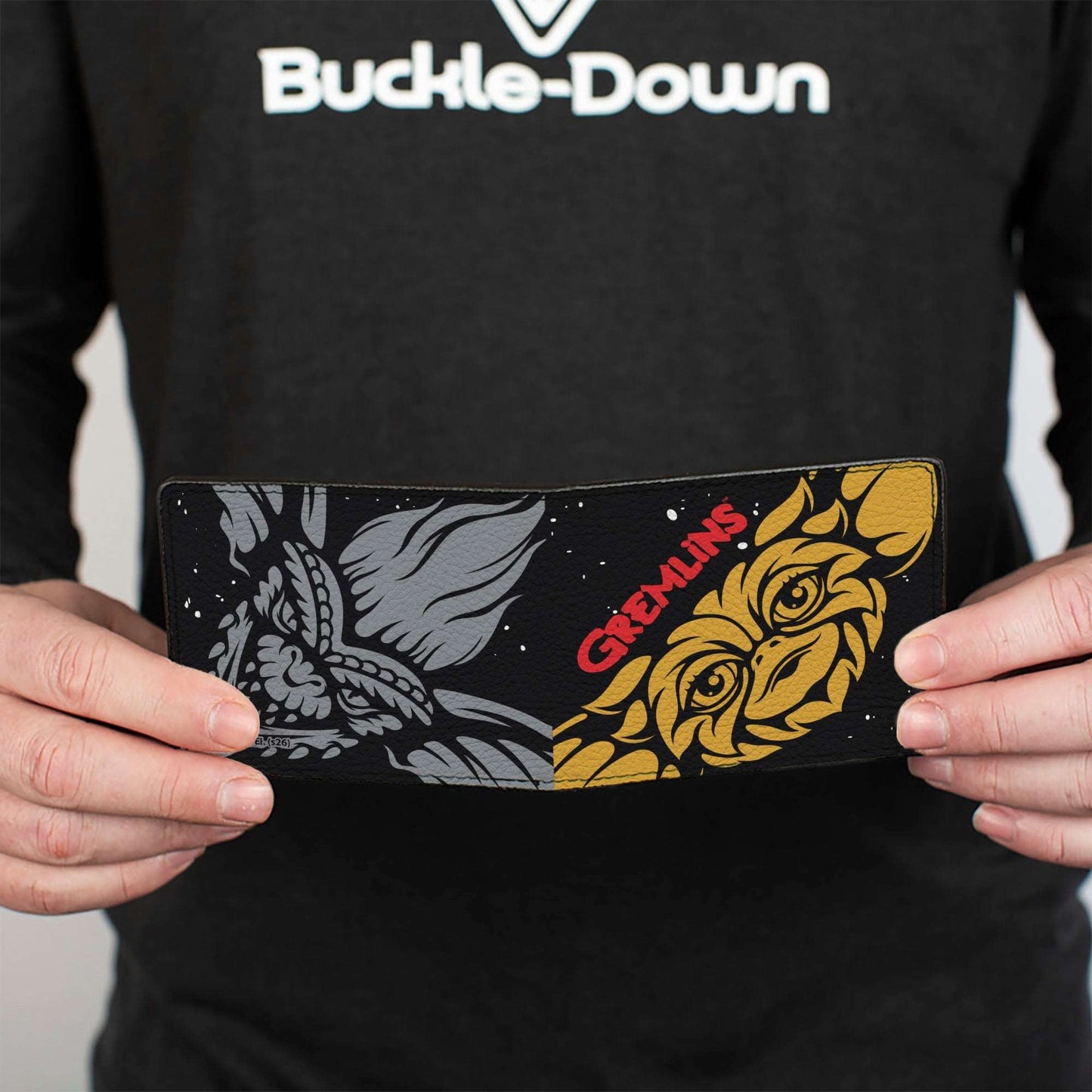 Bi-Fold Wallet - GREMLINS Gizmo and Stripe Faces Black/Red/Orange/Gray
