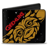 Bi-Fold Wallet - GREMLINS Gizmo and Stripe Faces Black/Red/Orange/Gray