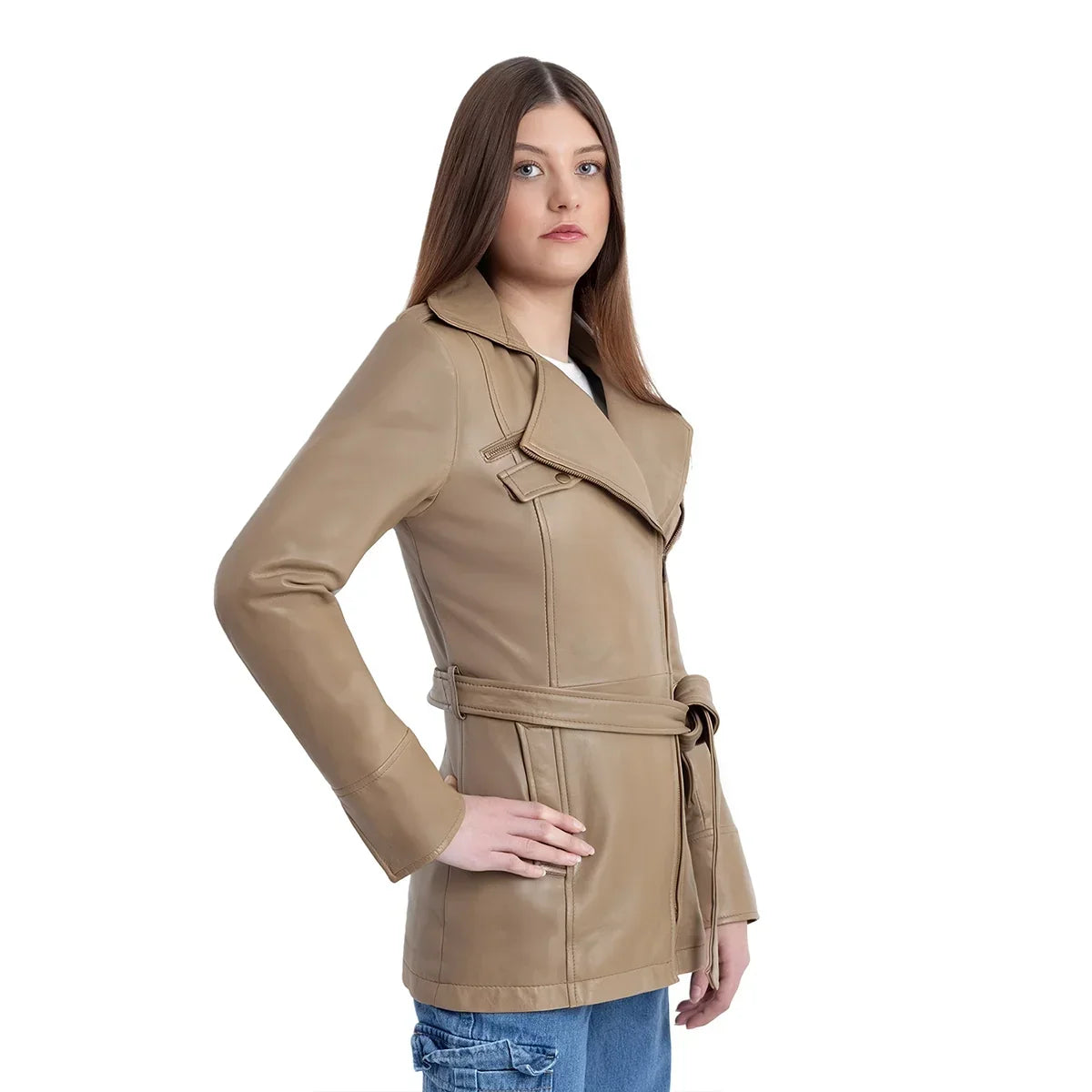 Juliette Women's Asymmetrical Leather Trench Coat - Whet Blu NYC - Flyclothing LLC