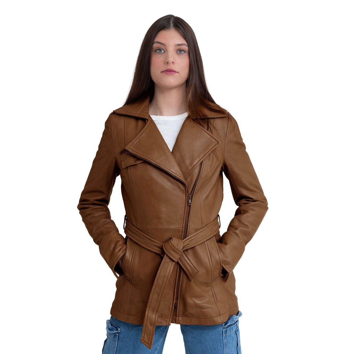 Juliette Women's Asymmetrical Leather Trench Coat - Whet Blu NYC - Flyclothing LLC