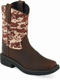 Old West Brown Foot Camo Shaft Children's Square Toe Boot - Old West