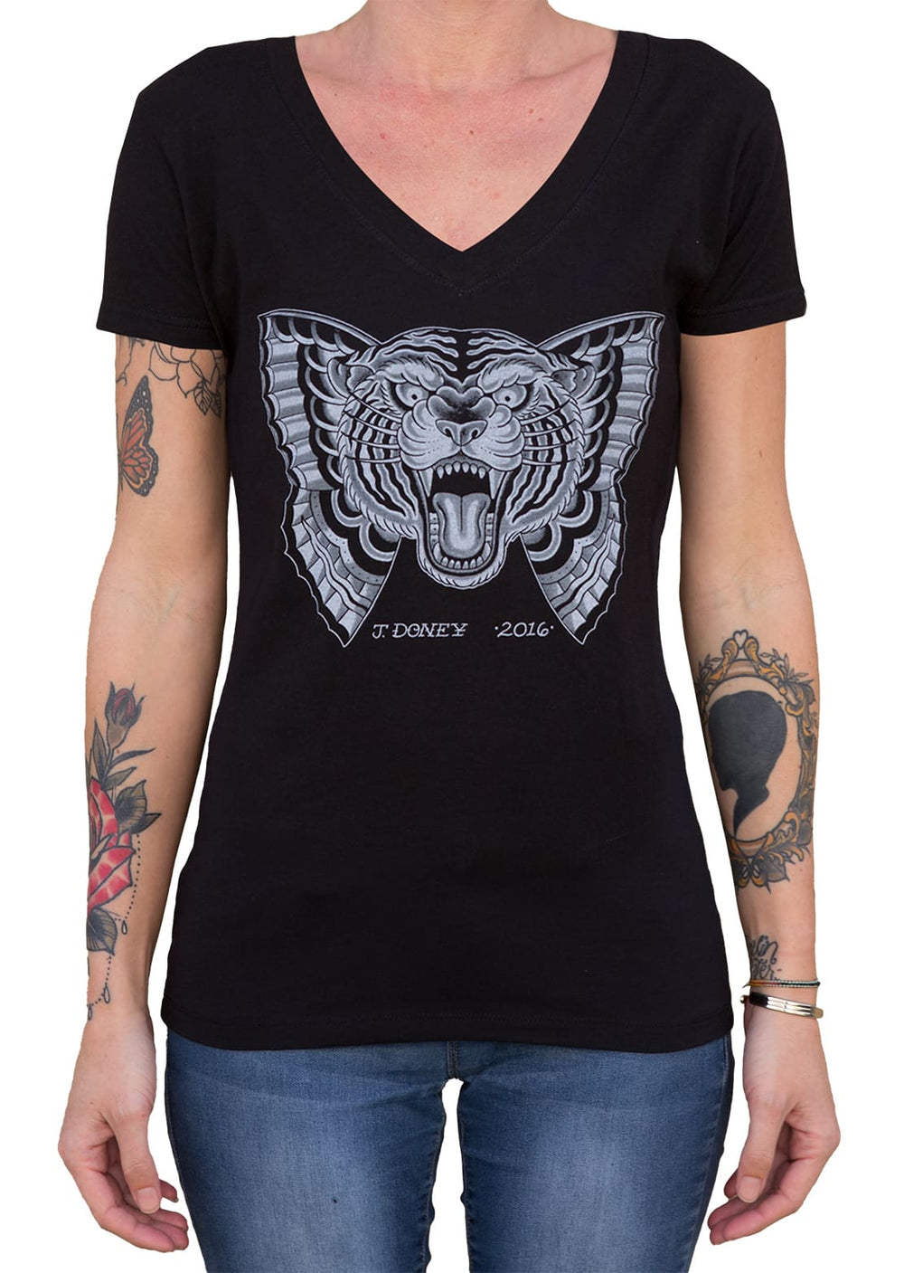 Black Market Art Company Flying Tiger Women's V-Neck T-Shirt
