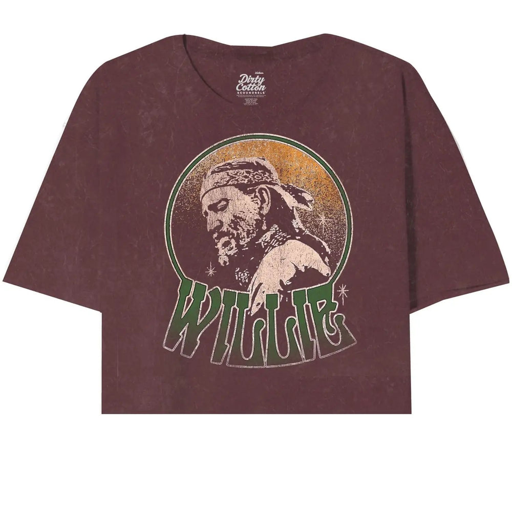 Willie Nelson-Headband Oversized Crop Tee - Willie Nelson