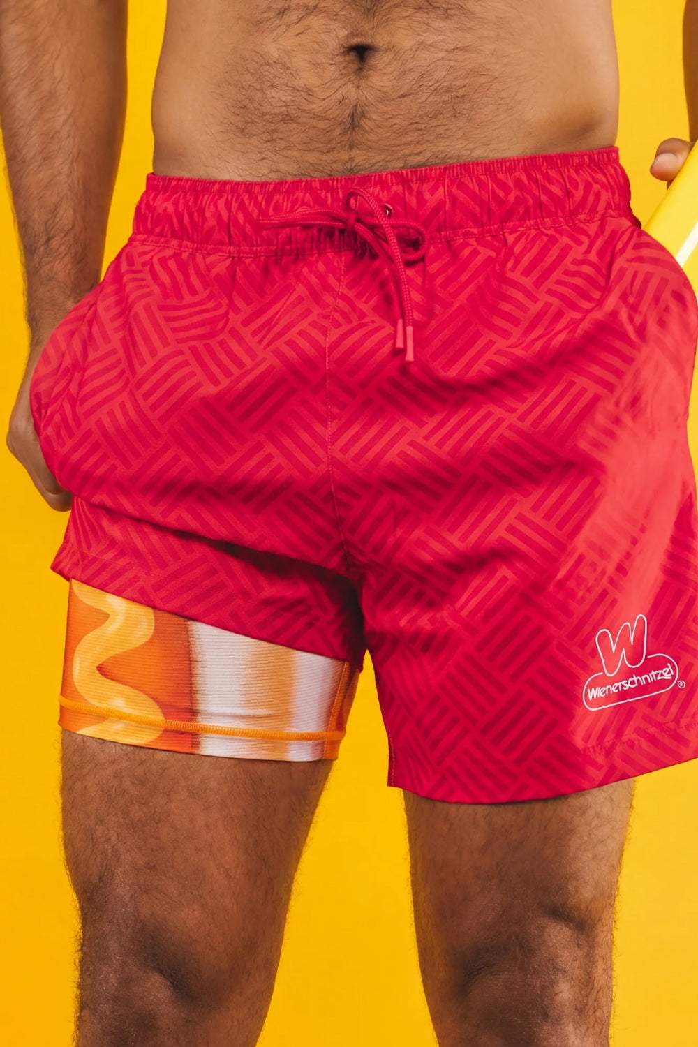 The Hot Dogs Or Legs | Wienerschnitzel x Shinesty Ball Hammock® Pouch 5" Swim Trunks - Shinesty - Flyclothing LLC