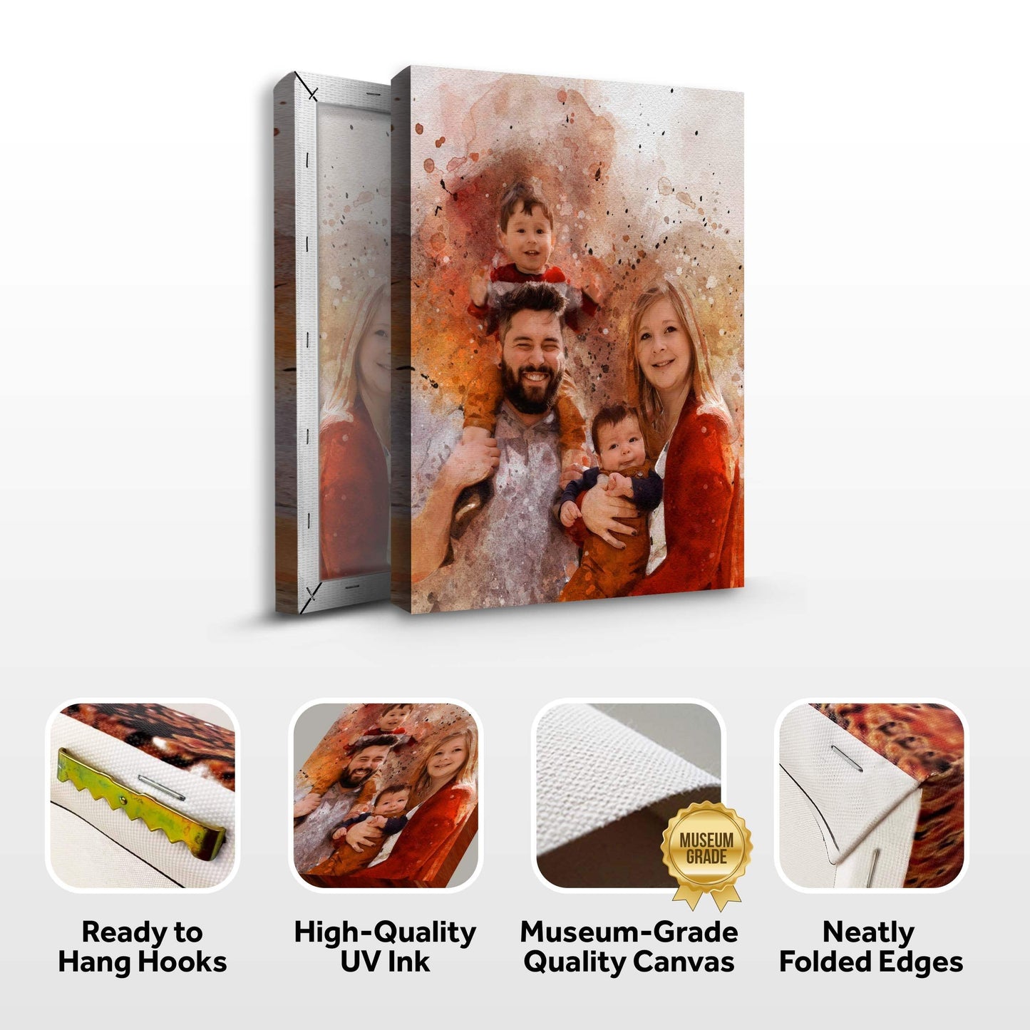 Family Watercolor Portrait Sign - Tailored Canvases - Flyclothing LLC