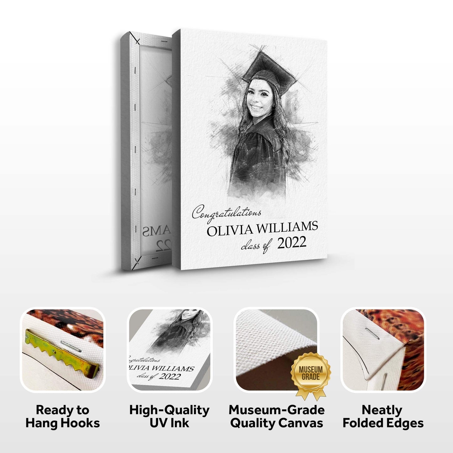 Graduation Photo Pencil Sketch Portrait Sign - Tailored Canvases - Flyclothing LLC