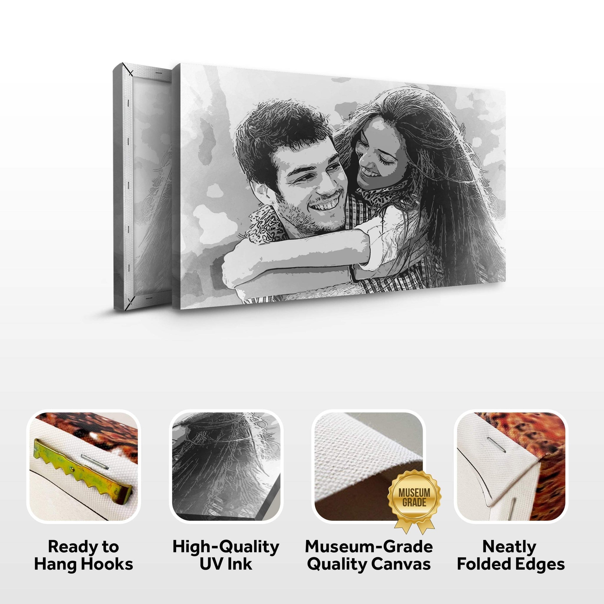 Couple Charcoal Portrait Sign - Tailored Canvases - Flyclothing LLC