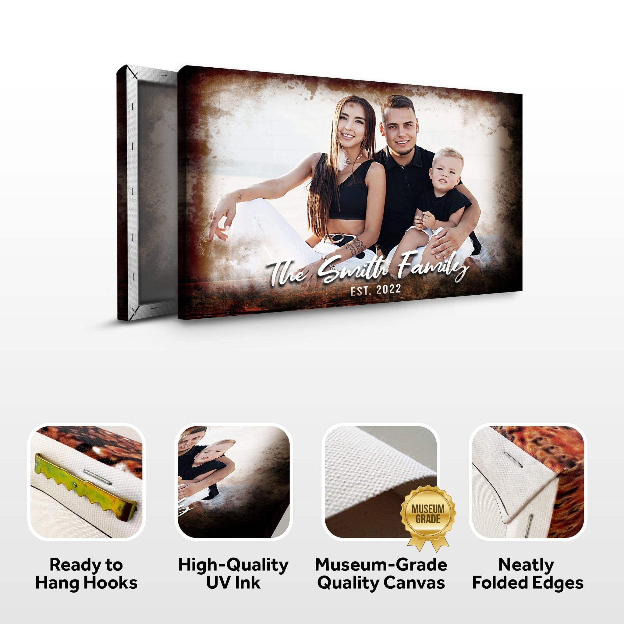 Family Portrait On Wood Sign - Tailored Canvases - Flyclothing LLC
