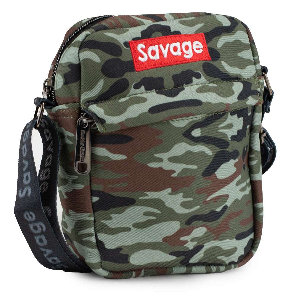 Women's Crossbody Wallet - Camo Olive + SAVAGE Brick Red White - Buckle-Down - Flyclothing LLC