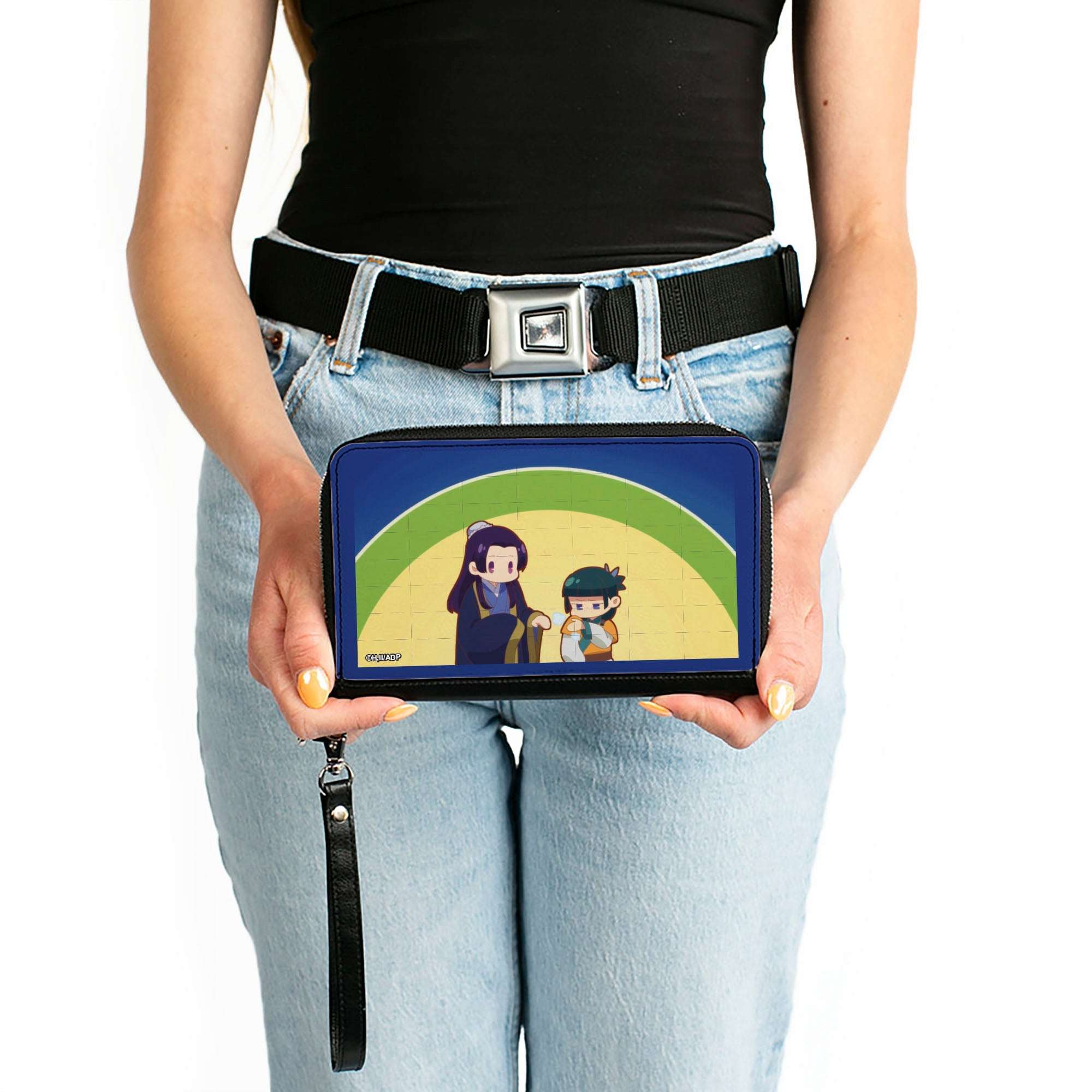PU Zip Around Wallet Rectangle - The Apothecary Diaries Chibi Jinshi and Maomao Sunset Pose