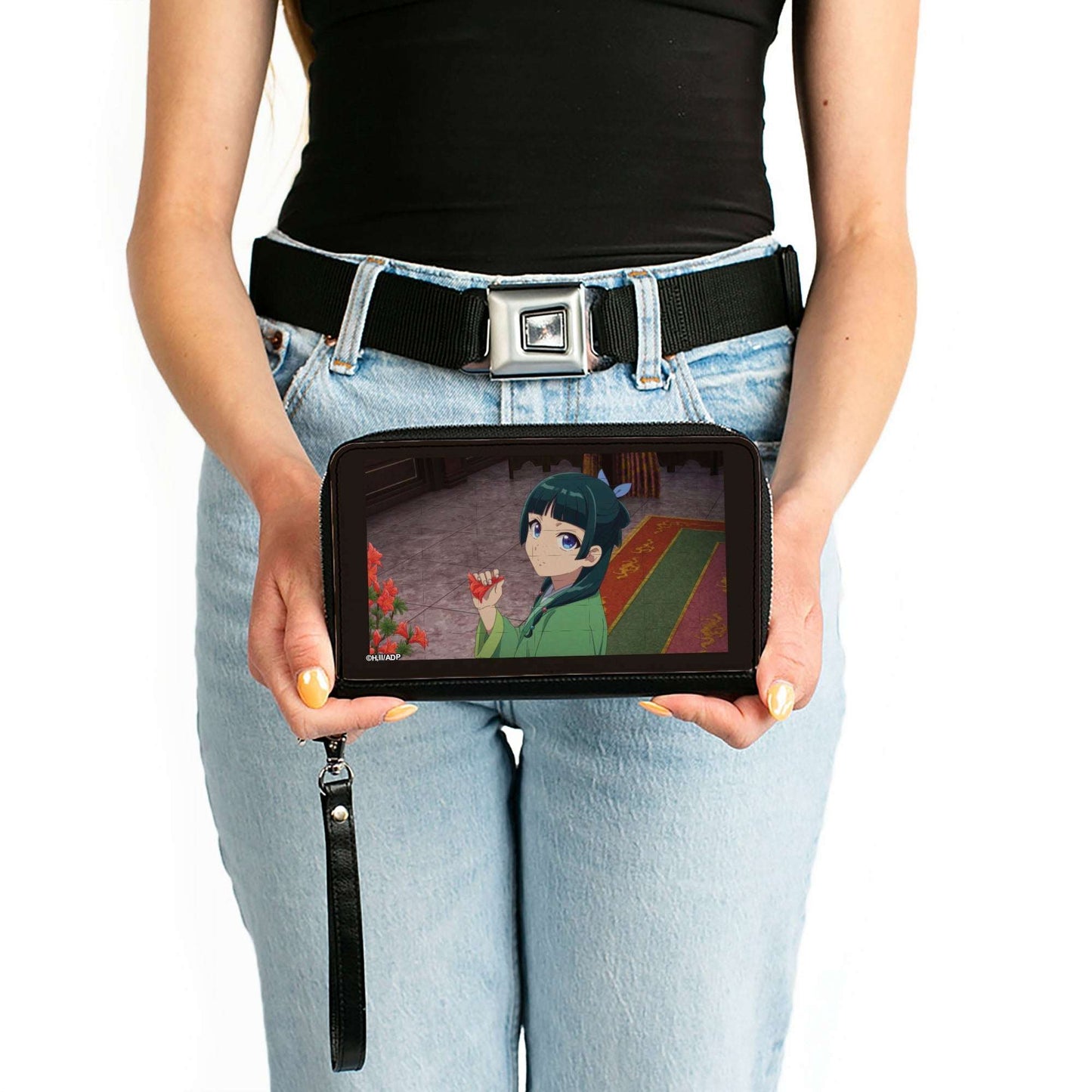PU Zip Around Wallet Rectangle - The Apothecary Diaries Maomao Holding Flower Scene