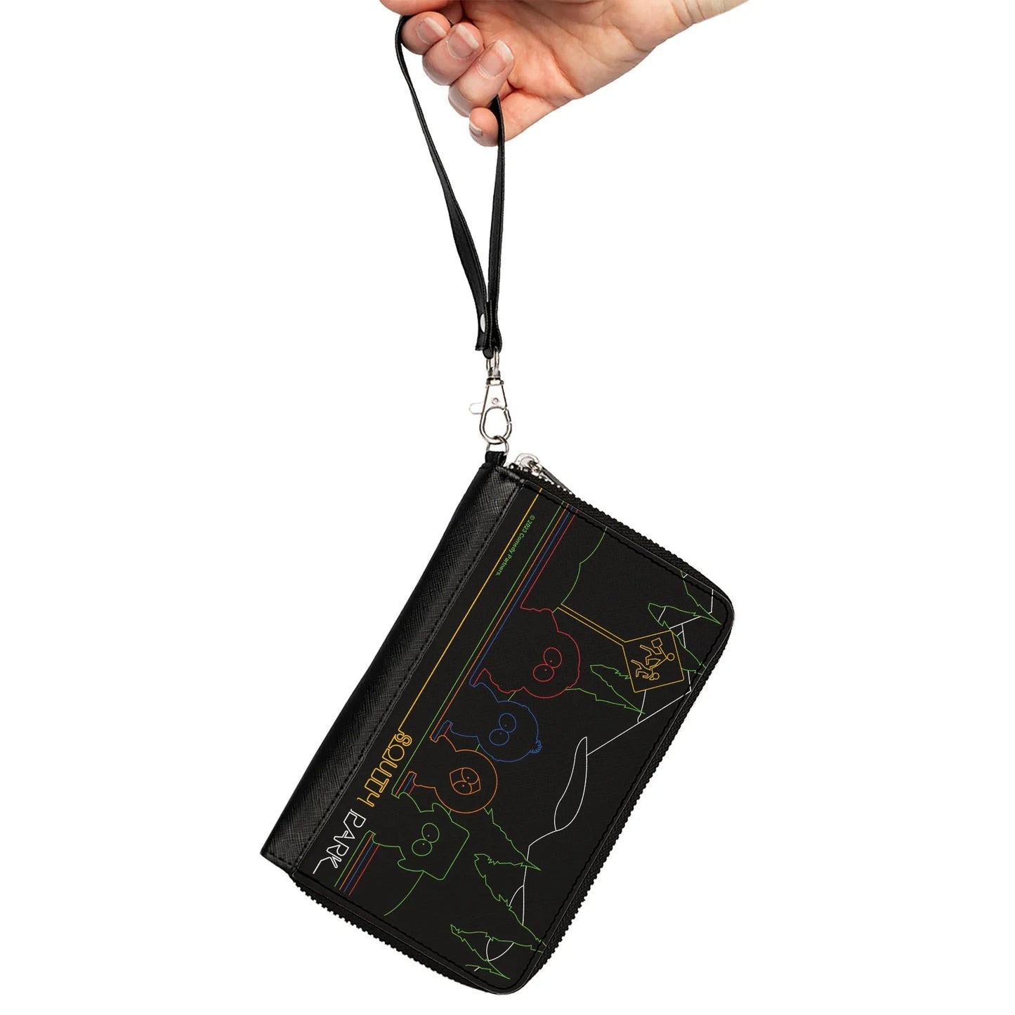 PU Zip Around Wallet Rectangle - SOUTH PARK Boys at Bus Line Silhouette Black/Multi Color