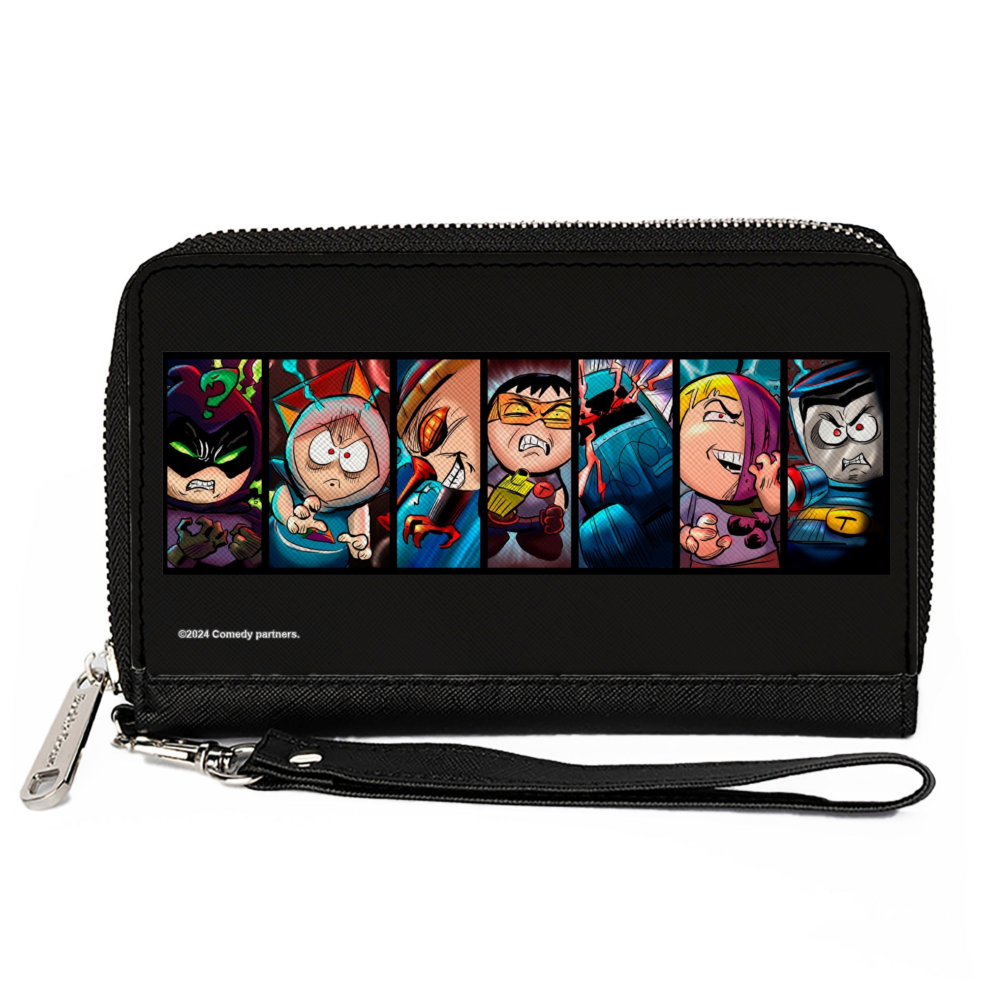 PU Zip Around Wallet Rectangle - South Park the Fracture but Whole Player Pose Blocks Black
