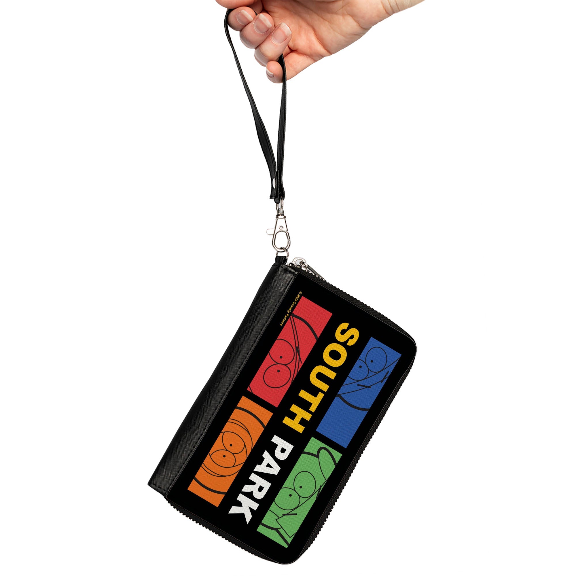 PU Zip Around Wallet Rectangle - SOUTH PARK Boys Face Blocks and Text Black/Multi Color